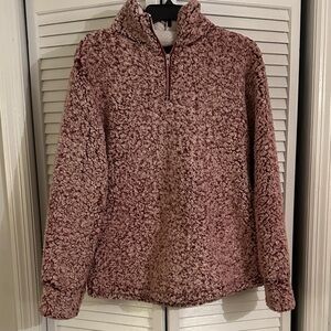 Zesica Cozy Sherpa Fleece Pullover Jacket - Pink Small